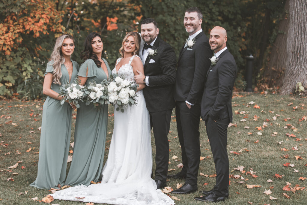 Wedding photography in Markham. Wedding party in Garden image.