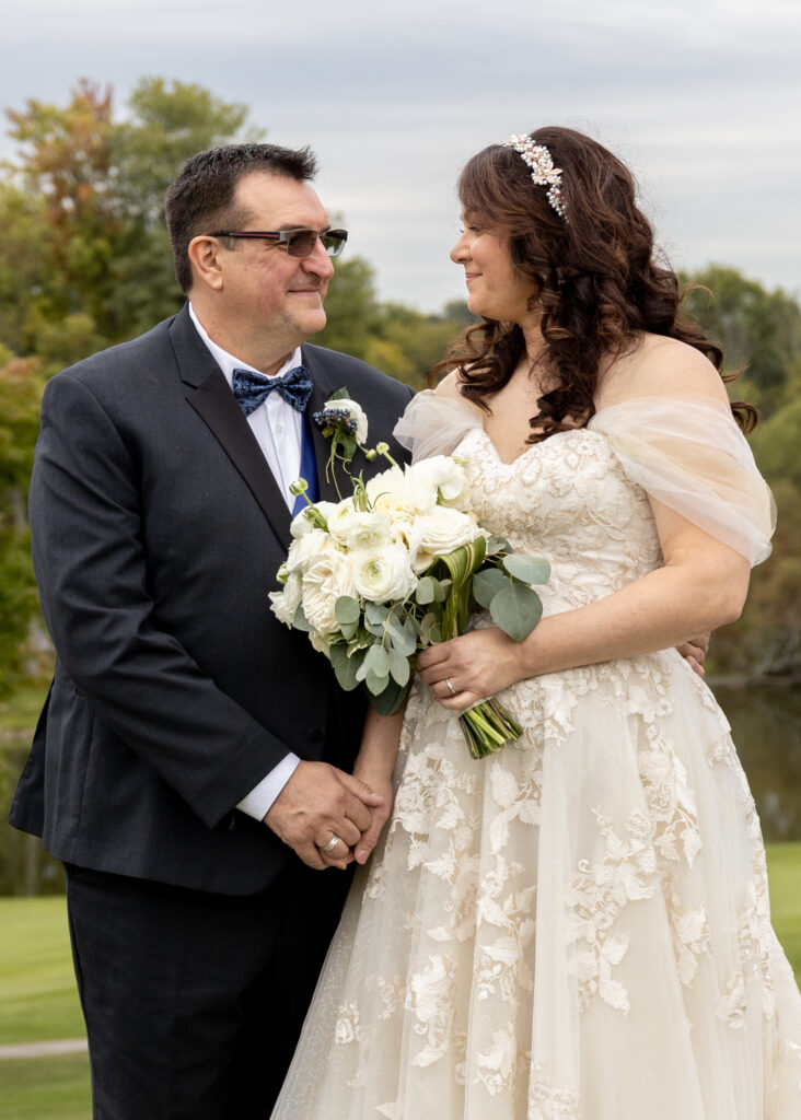 Beautiful Serbian Wedding imaqge. Serbian Couple lovingly looking at each other.